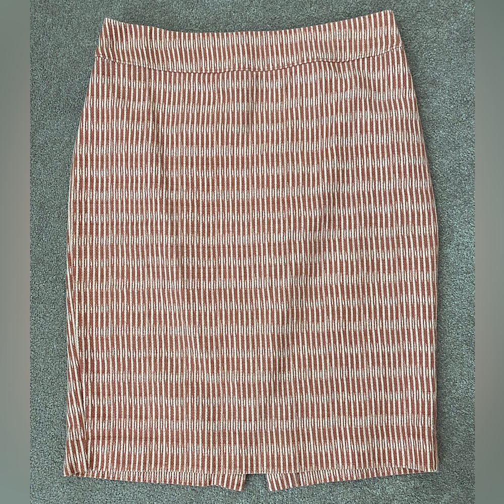 LOFT Peach and White Striped Skirt